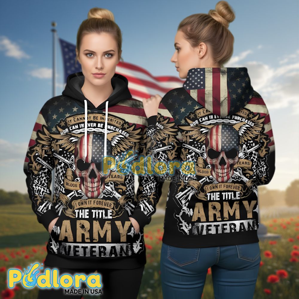 Veteran Skull Hoodie 3D All Over Print Army Flag Military Honor