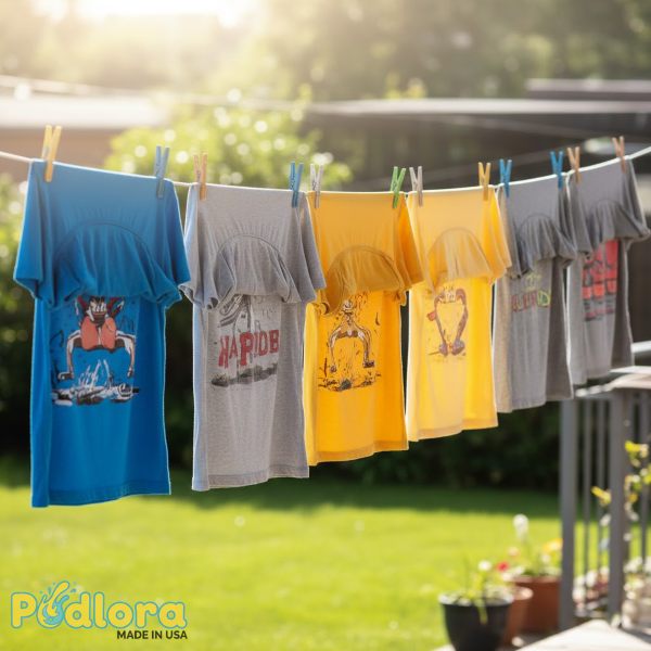 Air Drying Printed T Shirts On Clothesline Air Drying Printed T Shirts On Clothesline