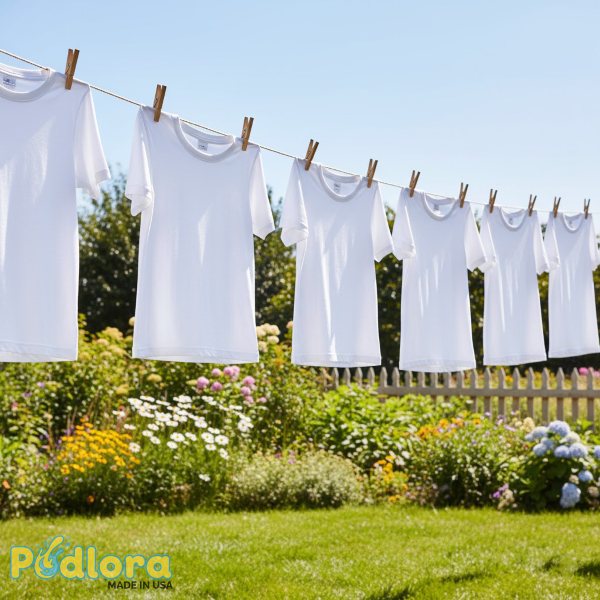 Air Drying White T Shirts Sunlight Outdoors