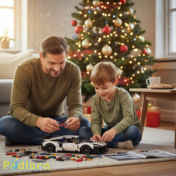 Father And Son Building Lego Together Christmas Father And Son Building Lego Together Christmas