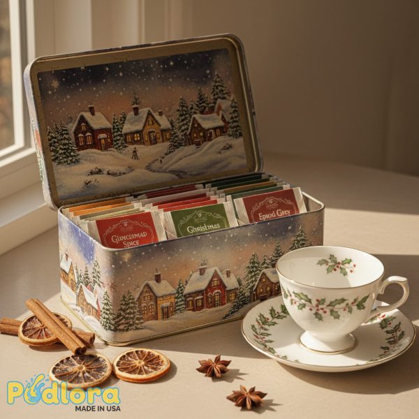 Holiday Tea Gift Set Decorative Tin Gourmet Christmas Flavors