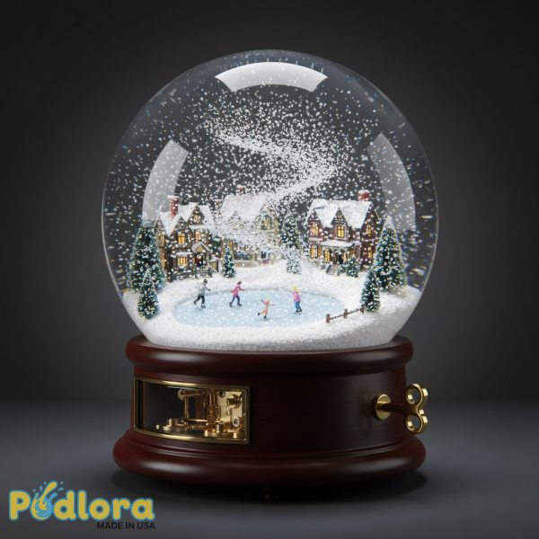 Musical Christmas Snow Globe Winter Village Scene
