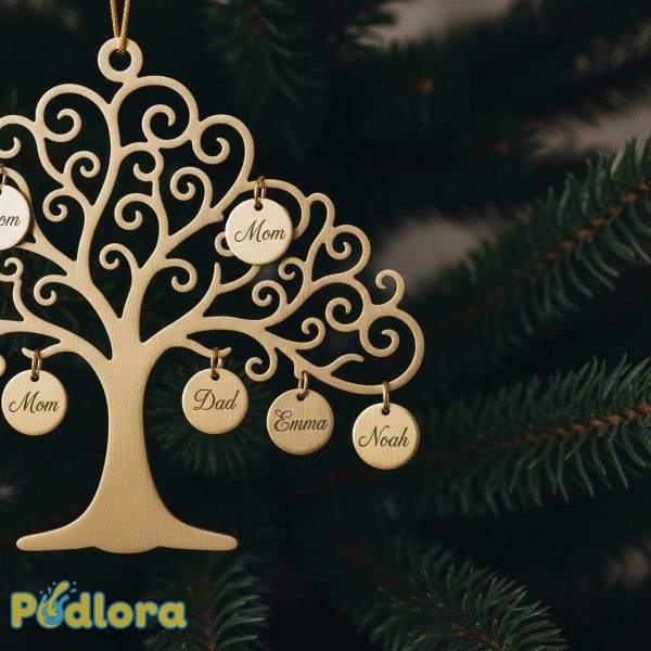 Personalized Family Tree Christmas Ornament Engraved Names