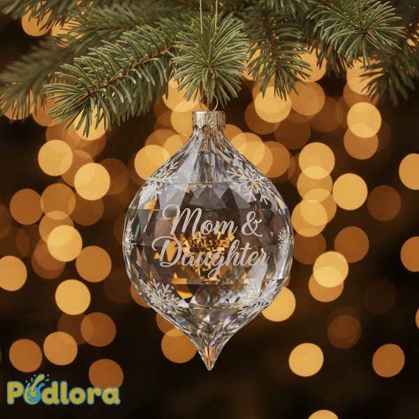 Personalized Mother Daughter Christmas Ornament Crystal Glass