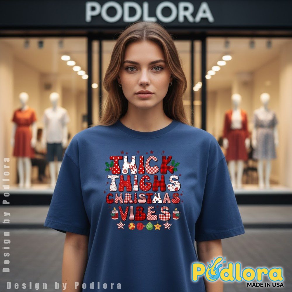 Thick Thighs Christmas Vibes Shirt Buffalo Plaid Christmas