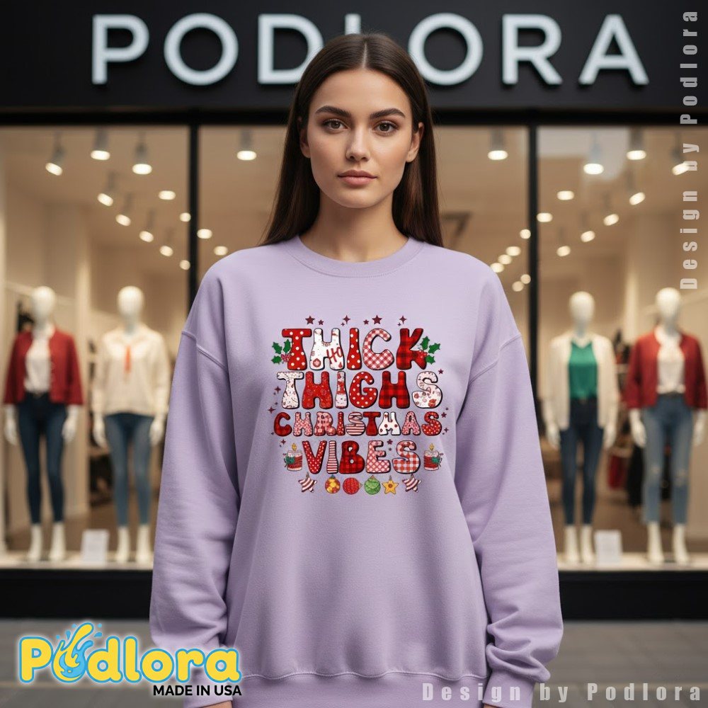 Thick Thighs Christmas Vibes Long Sleeve Buffalo Plaid Christmas Thick Thighs Christmas Vibes Long Sleeve Buffalo Plaid Christmas