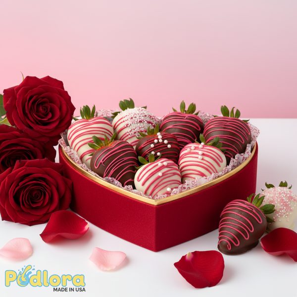 Chocolate Covered Strawberries Heart Box Valentines Treat Chocolate Covered Strawberries Heart Box Valentines Treat