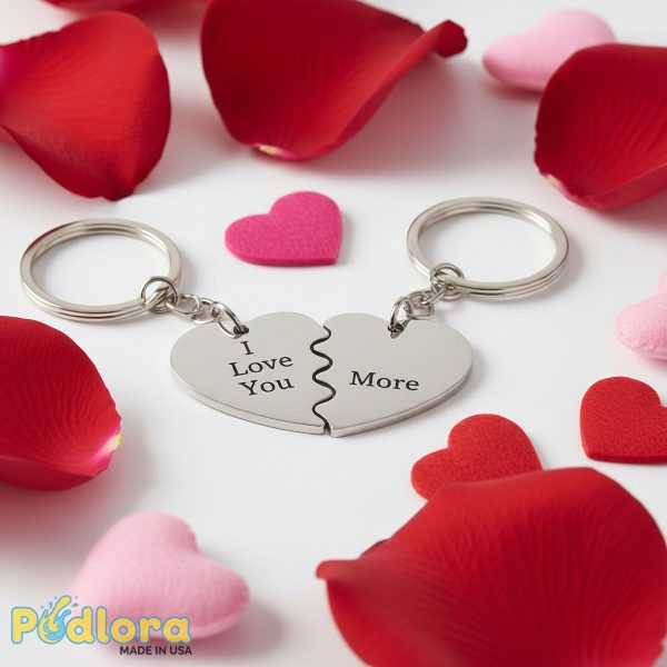 Couples Heart Keychain Set Matching Valentines Gift Couples Heart Keychain Set Matching Valentines Gift