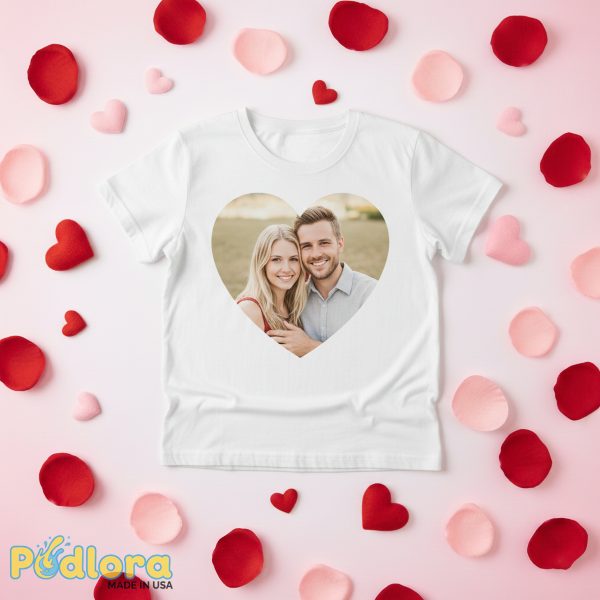 Custom Photo Heart T Shirt Personalized Valentines Gift Custom Photo Heart T Shirt Personalized Valentines Gift