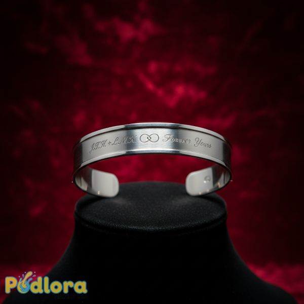 Engraved Metal Bracelet With Initials Valentine Engraved Metal Bracelet With Initials Valentine