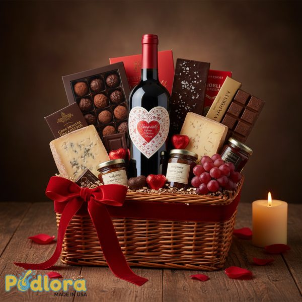 Gourmet Chocolate Wine Gift Basket Valentine