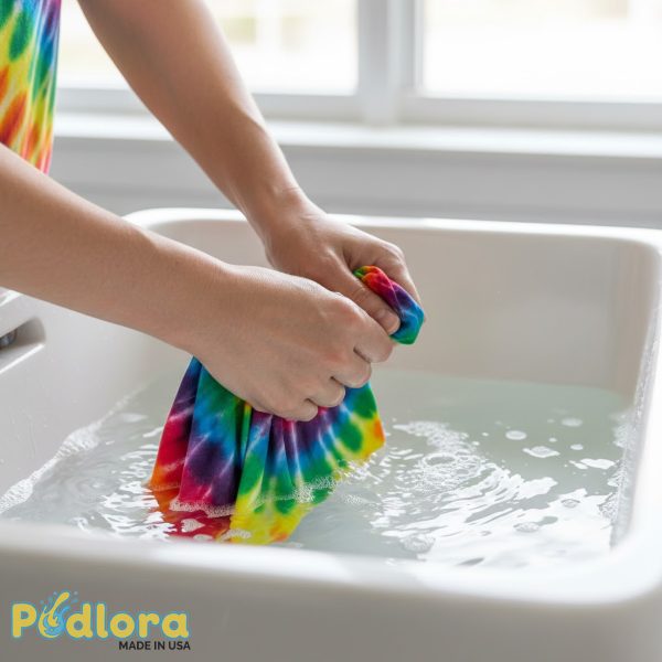 Hand Washing Tie Dye Shirt In Basin