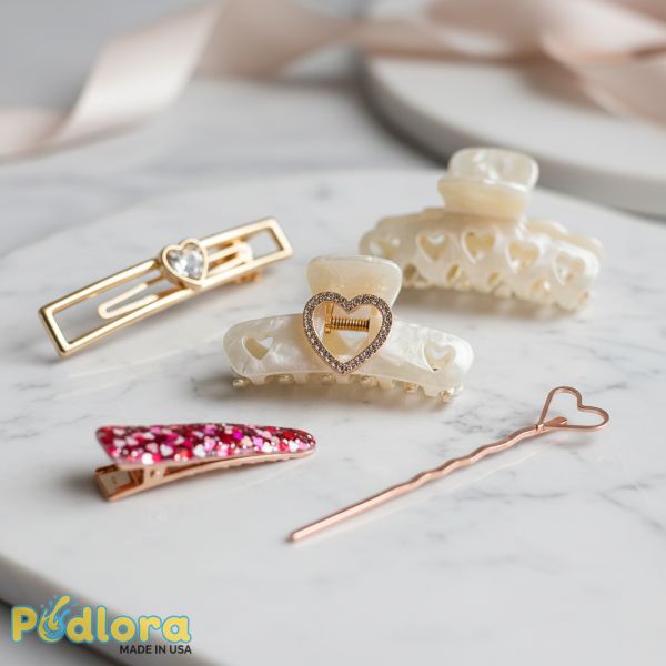 Heart Detail Hair Clip Set