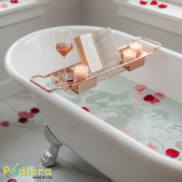 Heart Shaped Bath Tray Rose Gold Wine Holder