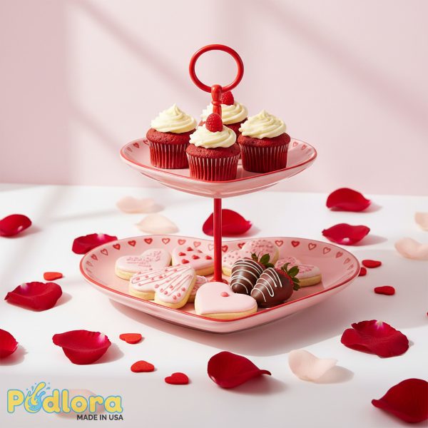Heart Shaped Cake Stand Pink Red Valentines Decor Heart Shaped Cake Stand Pink Red Valentines Decor