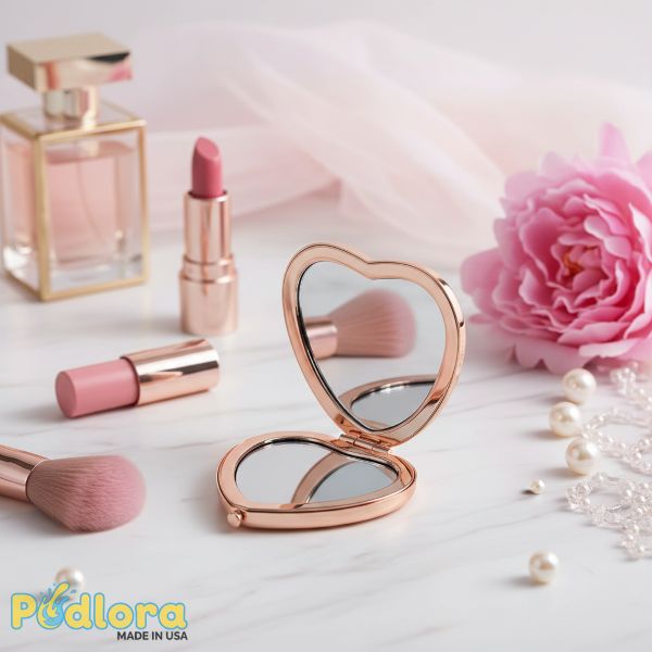 Heart Shaped Compact Makeup Mirror