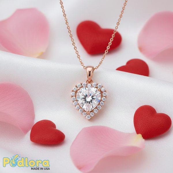 Heart Shaped Diamond Pendant Necklace Valentines Day Gift Heart Shaped Diamond Pendant Necklace Valentines Day Gift