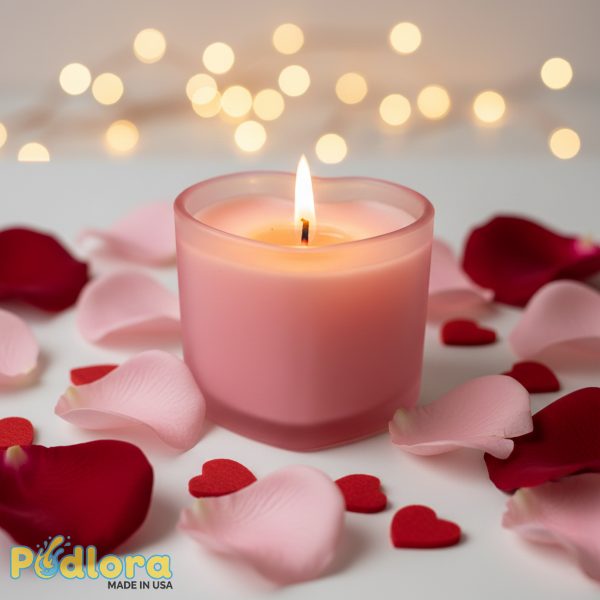 Heart Shaped Scented Candle Pink Glass Valentines Gift Heart Shaped Scented Candle Pink Glass Valentines Gift