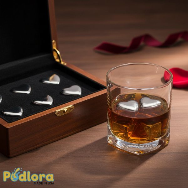 Heart Shaped Whiskey Stones Gift Set For Husband