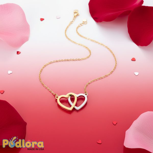 Interlocking Double Heart Necklace Wife Valentines Day Interlocking Double Heart Necklace Wife Valentines Day