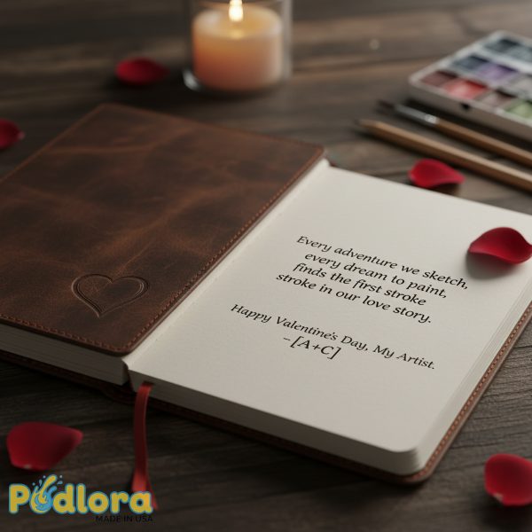 Leather Sketchbook Hidden Quote Valentine