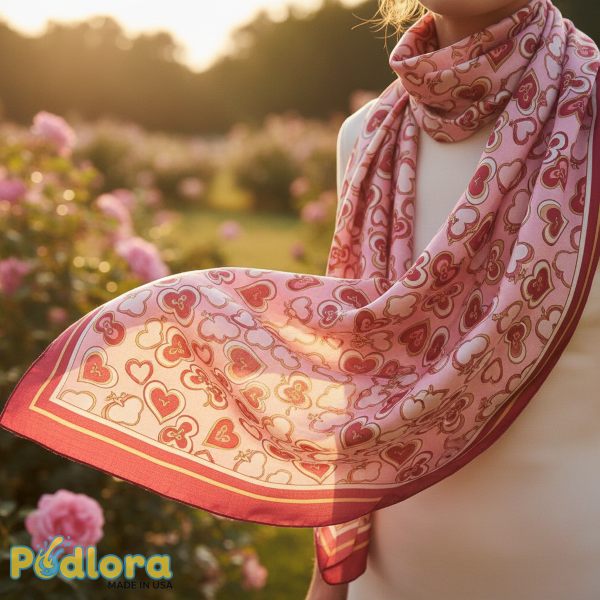 Love Knot Silk Scarf Pink Red