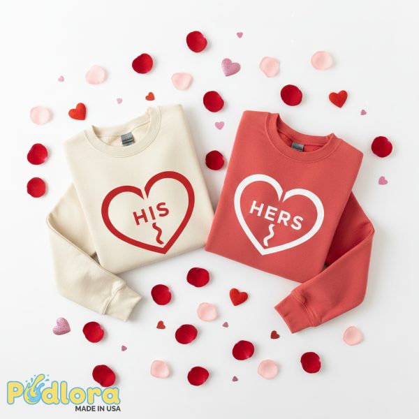 Matching Couple Heart Sweatshirt Set Valentines Day Matching Couple Heart Sweatshirt Set Valentines Day