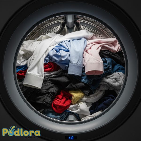 Overloaded Washing Machine With Dress Shirts Overloaded Washing Machine With Dress Shirts