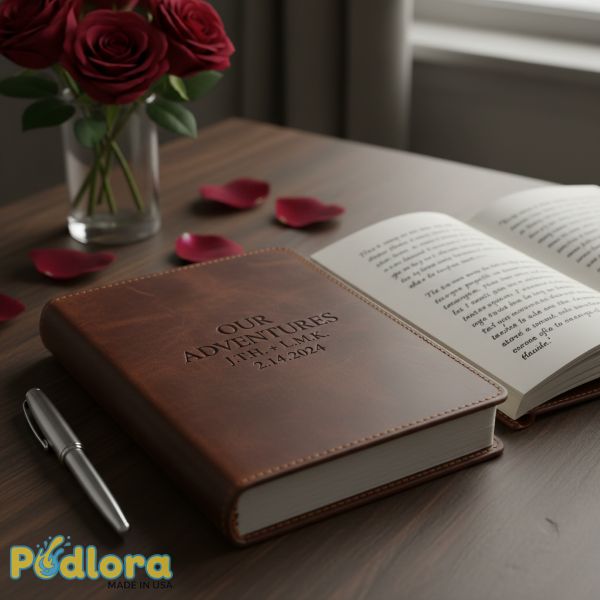 Personalized Leather Journal With Valentine Message Personalized Leather Journal With Valentine Message