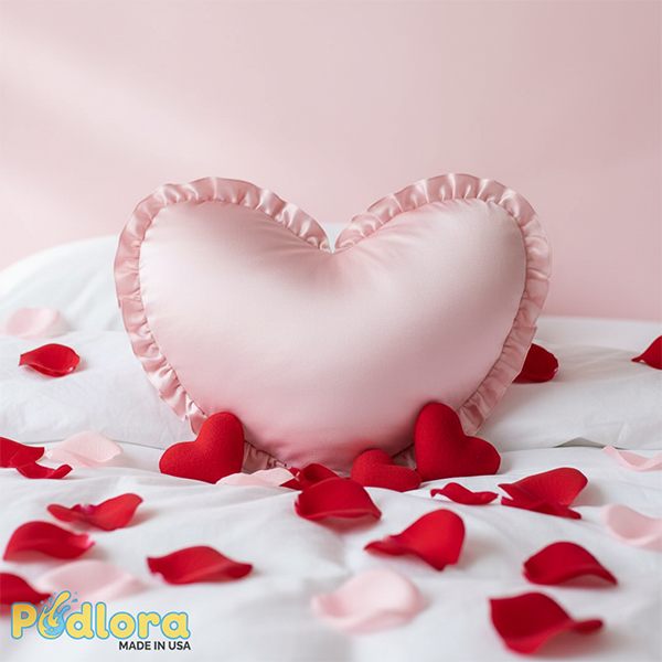 Pink Satin Heart Throw Pillow Romantic Home Decor Pink Satin Heart Throw Pillow Romantic Home Decor