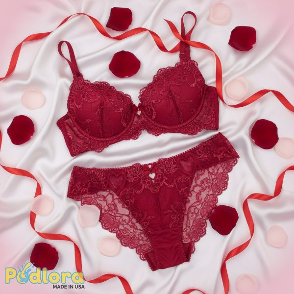 Red Lace Lingerie Set Romantic Valentines Day Gift Red Lace Lingerie Set Romantic Valentines Day Gift