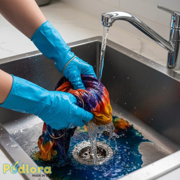 Rinsing Tie Dye Shirt Under Cold Water Sink