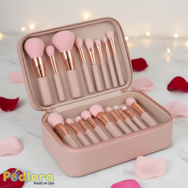 Rose Gold Makeup Brush Set Pink Case