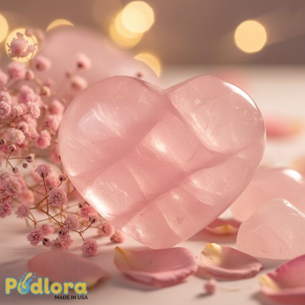 Rose Quartz Crystal Heart Love Stone