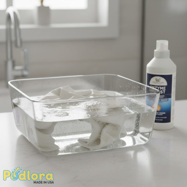 Soaking T Shirt In Enzyme Detergent Solution Soaking T Shirt In Enzyme Detergent Solution