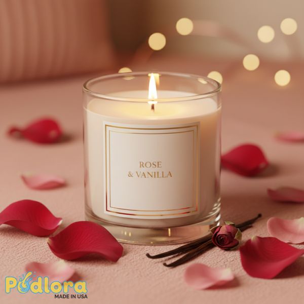 Valentine Scented Candle Rose Vanilla