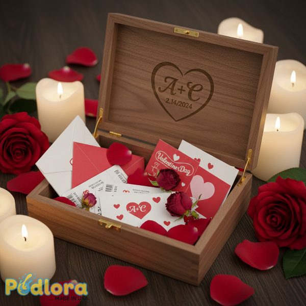 Walnut Memory Box Engraved Valentine